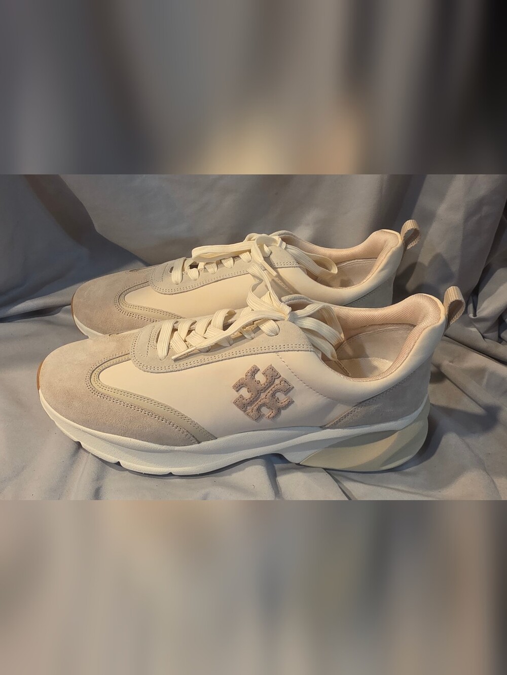 Tory Burch Good Luck Trainer Sneakers Ivory Cerbiatto Women Size 13 NWOB